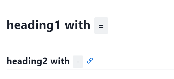 Heading with -/= tags